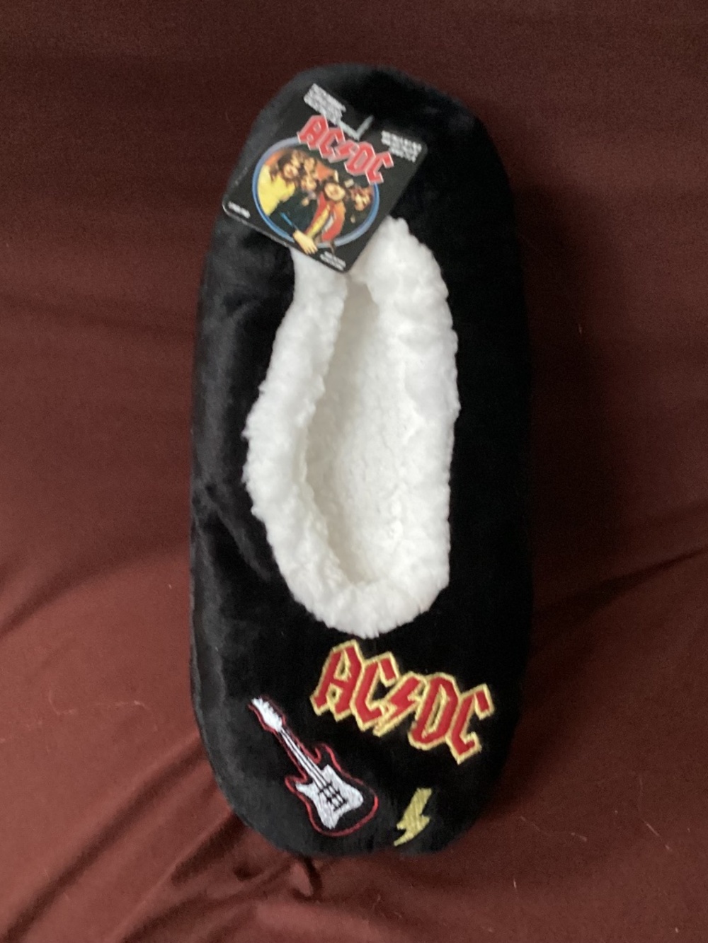 Fuzzy Babba AC/DC slipper socks size M/L (shoe size 7.5-9) New